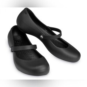 CROCS Womens Alice Mary Jane Shoe Size 6 Black Rubber Work Flat